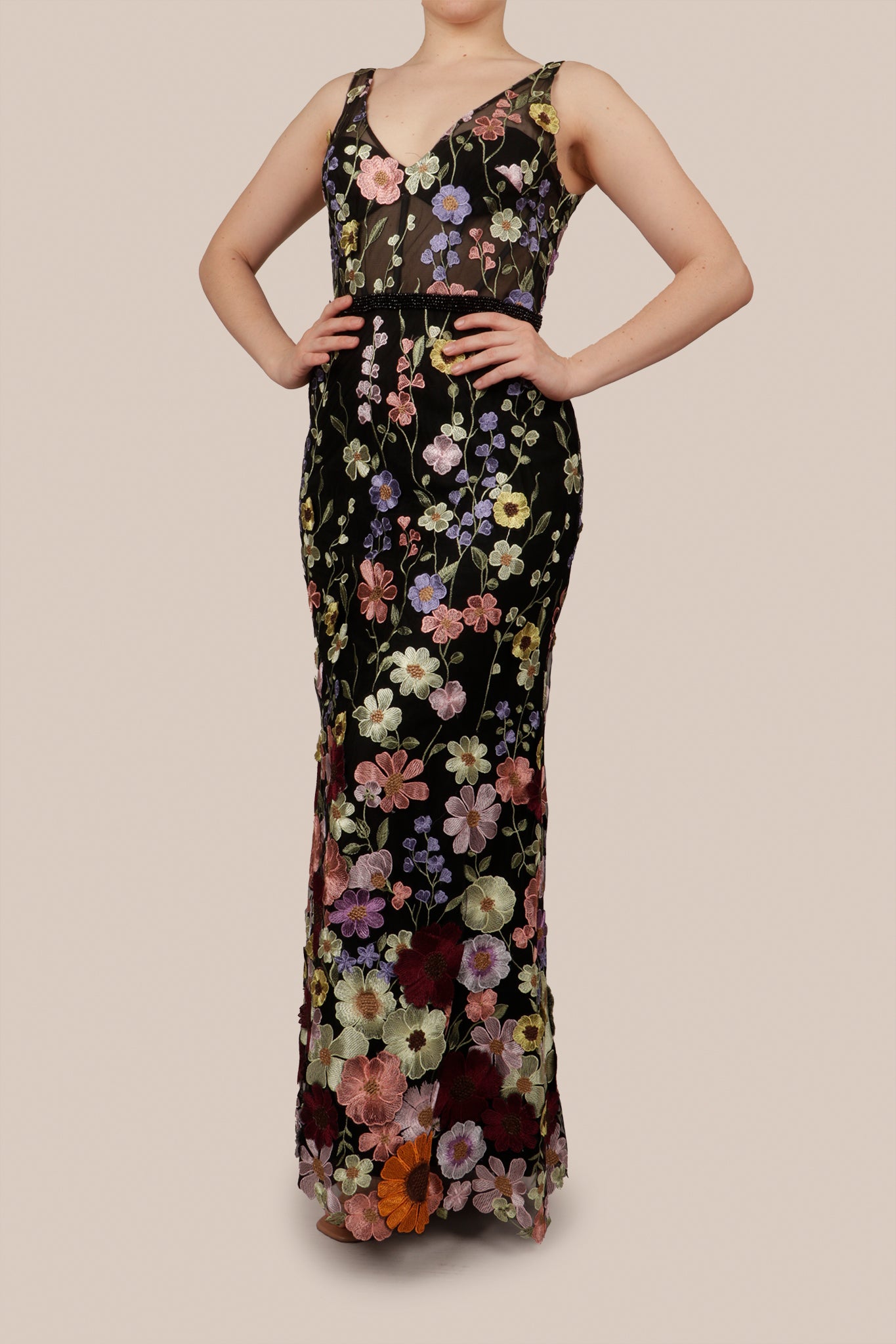 Flores Bordadas Vestidos De Noche Bordados Dress Vestidos Negros