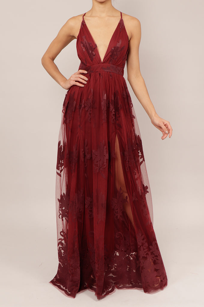 Accesorios para vestido vino largo sales
