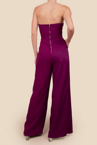 Jumpsuit strapless cropped magenta