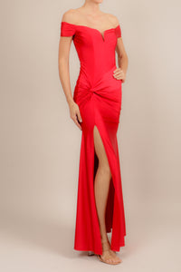Vestido licra escote v rojo