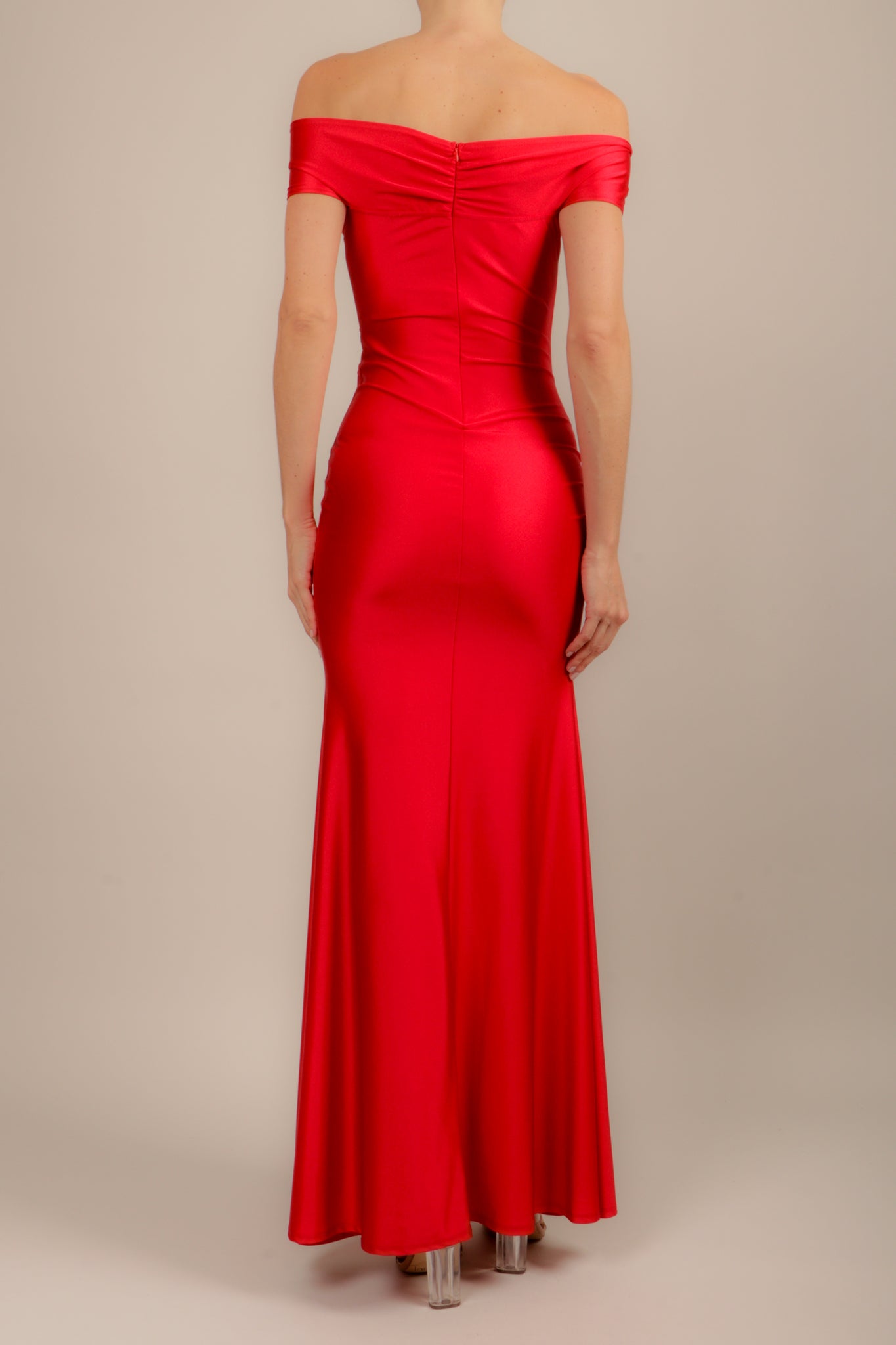 Vestido licra escote v rojo