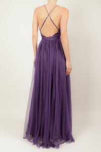 Vestido maxi tirantes mesh violeta