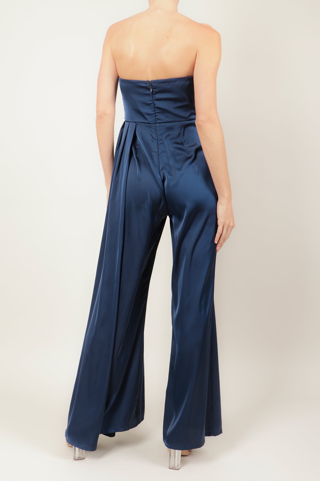 Jumpsuit strapless satin navy