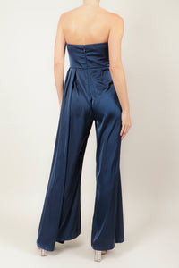 Jumpsuit strapless satin navy