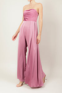 Jumpsuit strapless satin lila