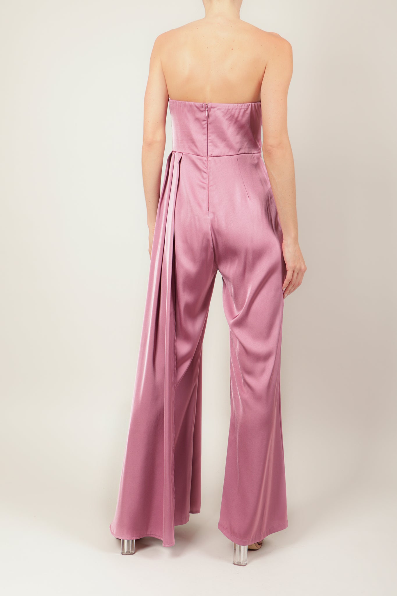 Jumpsuit strapless satin lila