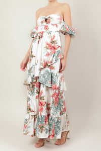 Vestido off the shoulder print blanco