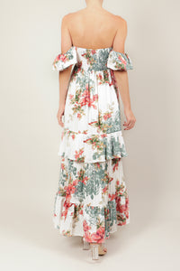 Vestido off the shoulder print blanco
