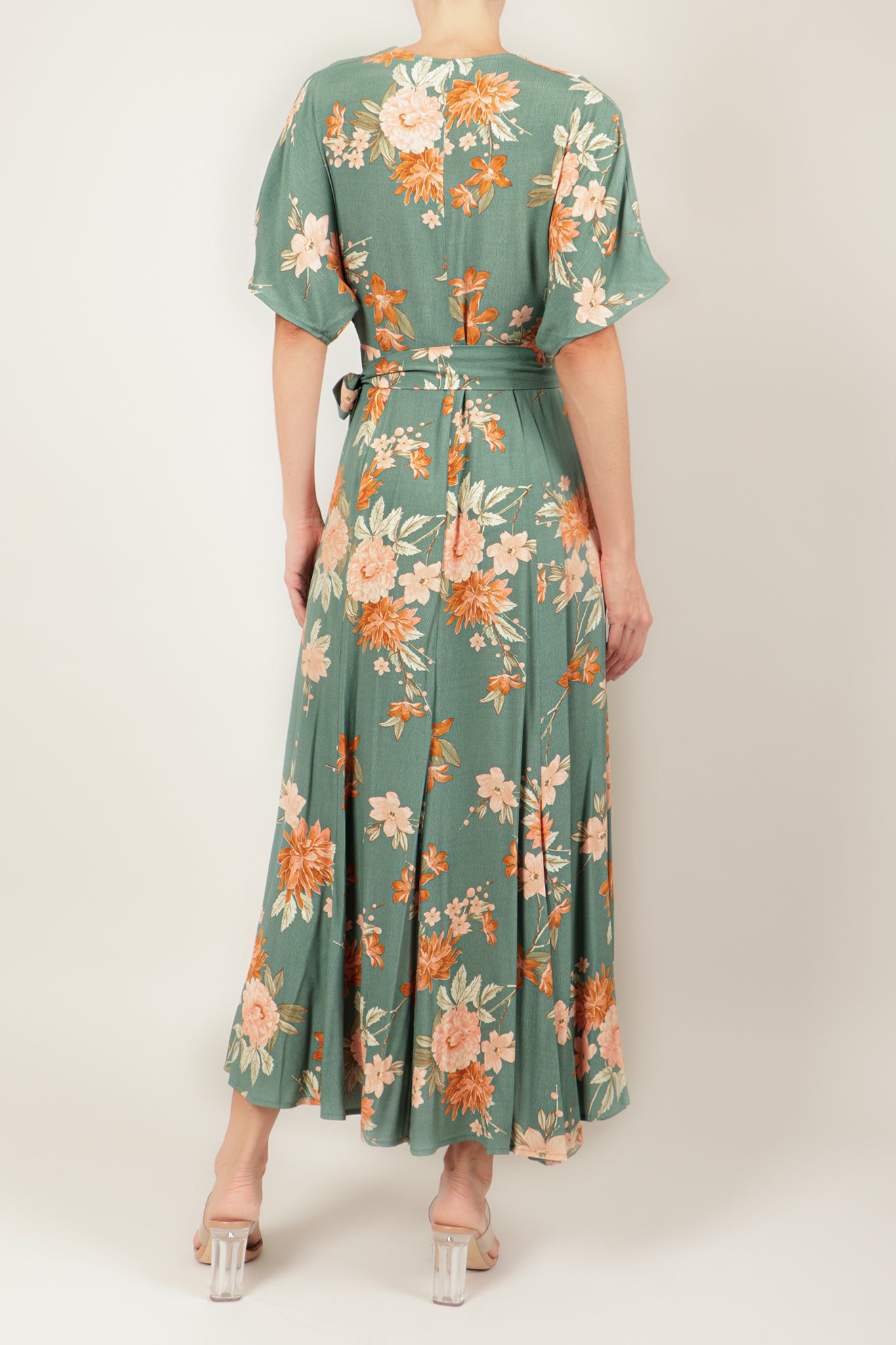 Vestido midi print sage