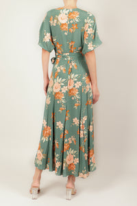 Vestido midi print sage