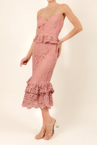 Vestido midi olanes rosa