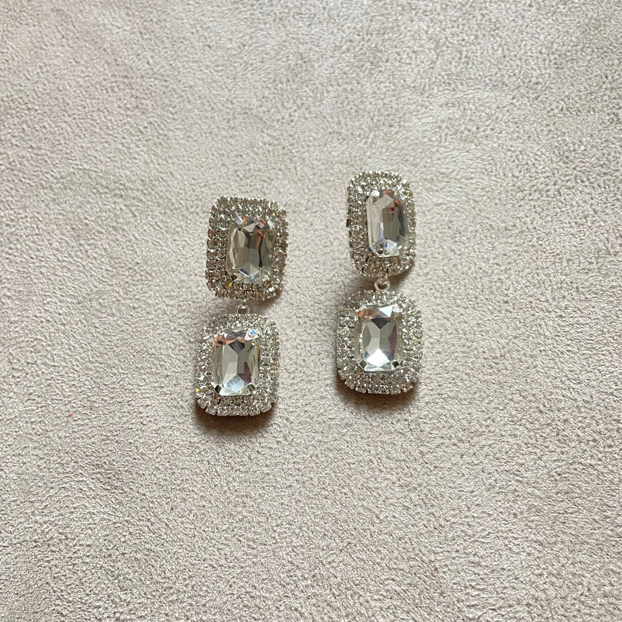 Arete doble rectangulo plata