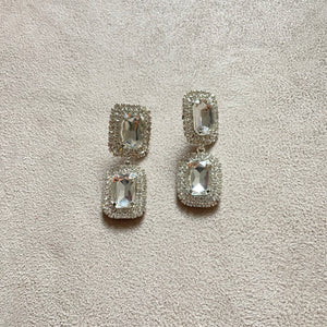 Arete doble rectangulo plata