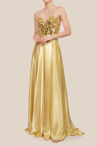 Vestido straples espejos dorado
