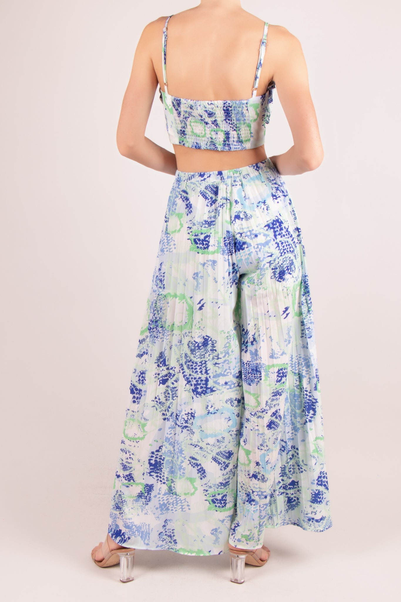 Conjunto print top tirante y pantalón verde