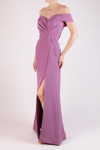 Vestido v off the shoulder orquidea