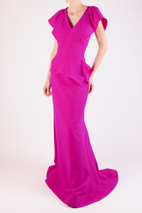 Vestido v manga corta fucsia