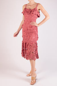 Vestido de encaje tirantes rosa