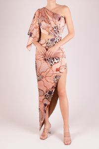 Vestido print cut out blush