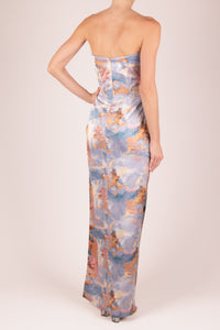 Vestido print strapless corazón azul