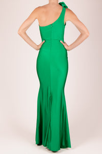 Vestido licra detalle en hombro verde claro