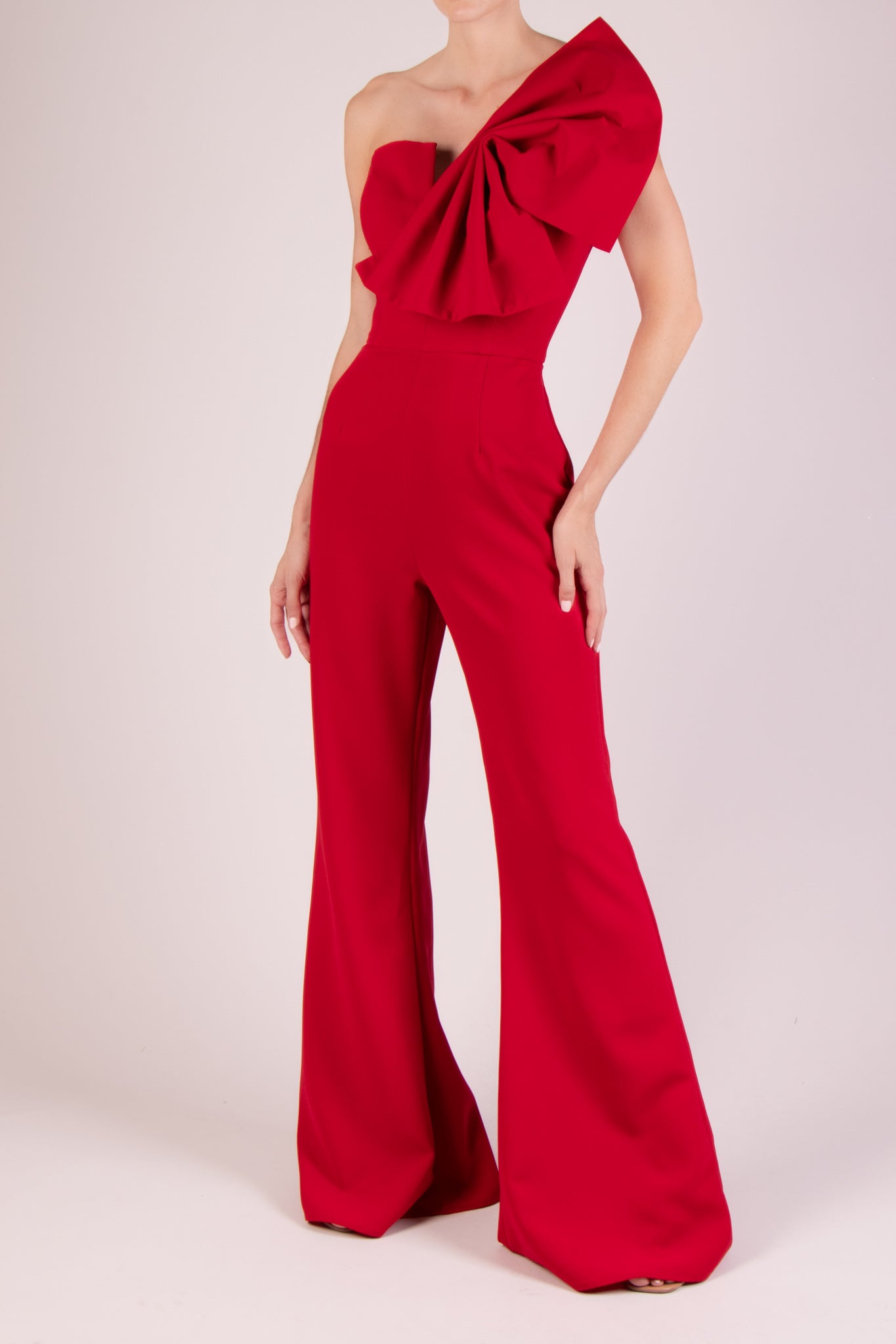 Jumpsuit detalle moño en tirante rojo