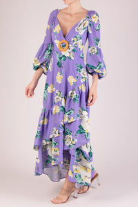 Vestido print manga larga lila