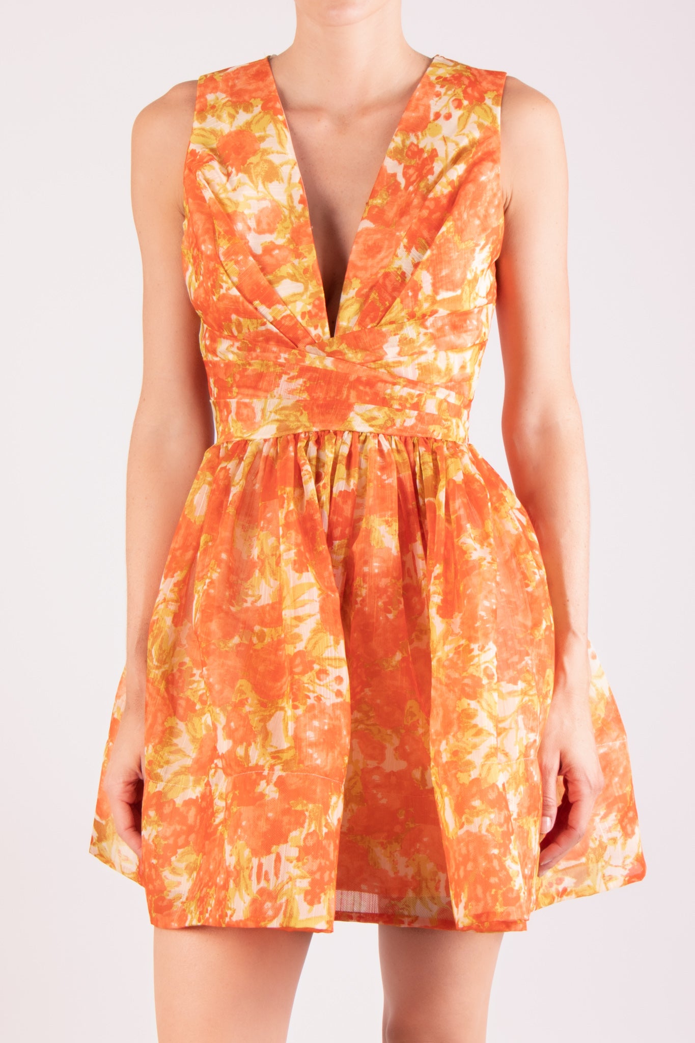 Vestido corto v print naranja