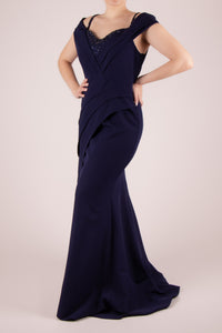 Vestido v bordado navy