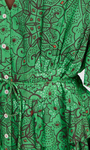 Vestido v corto print verde