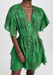 Vestido v corto print verde