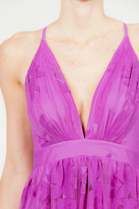 Vestido maxi tirantes terciopelo magenta