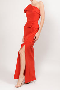 Vestido un hombro peplum
