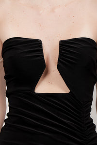 Vestido licra escote profundo negro