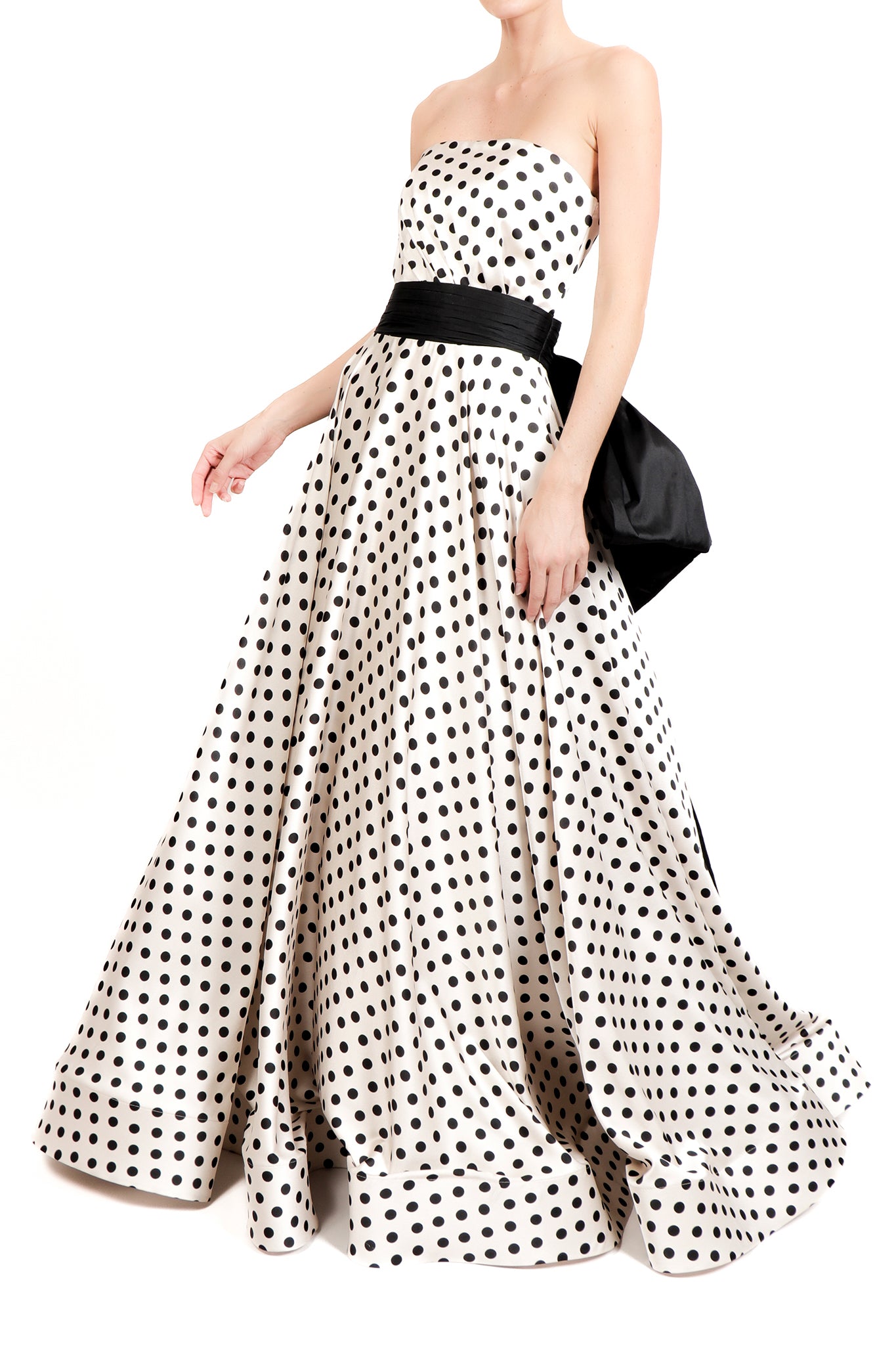 Vestido strapless polka dots