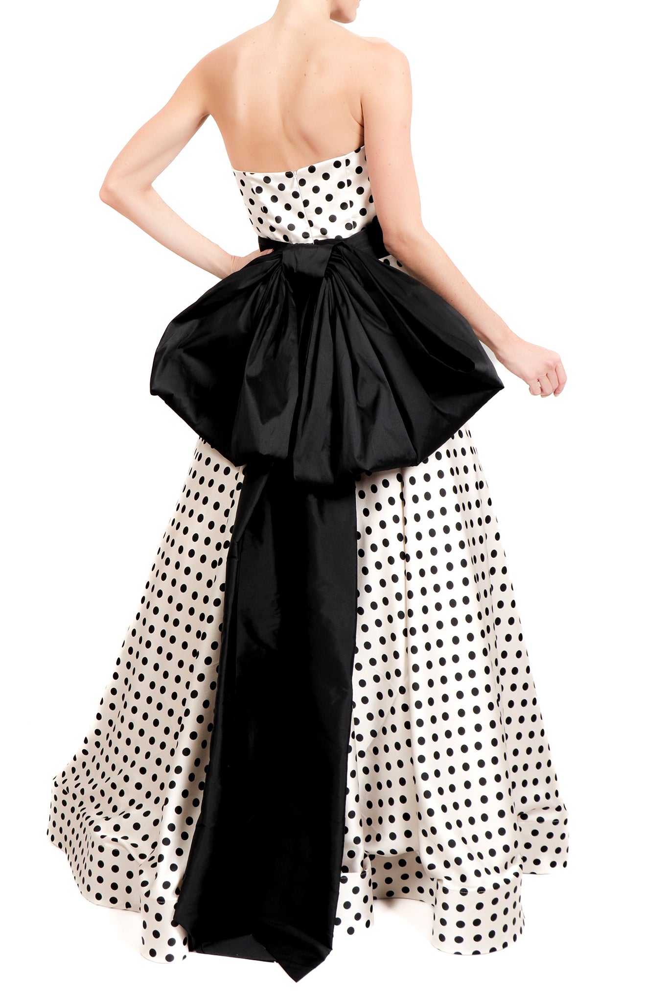 Vestido strapless polka dots