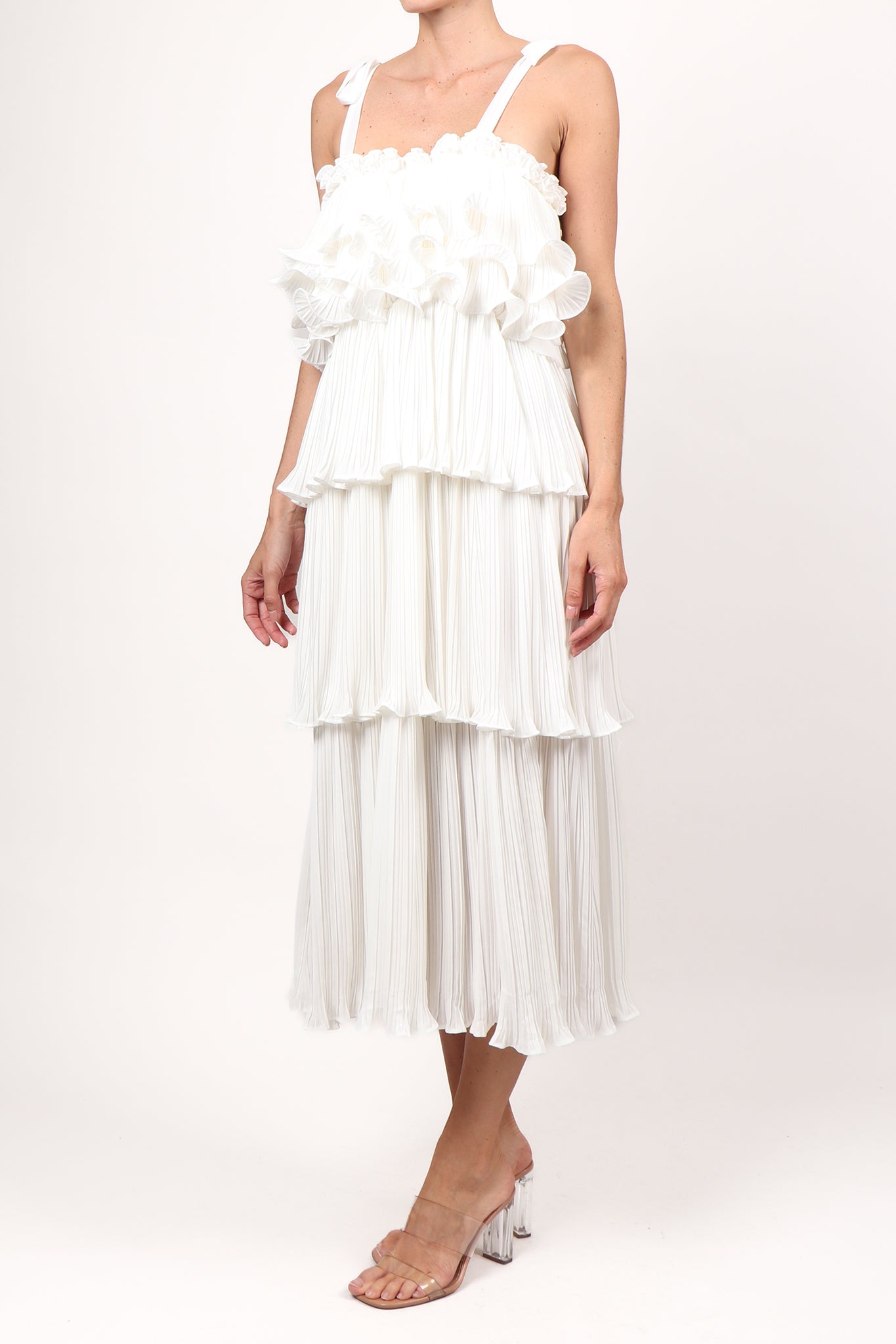 Vestido plisado capas