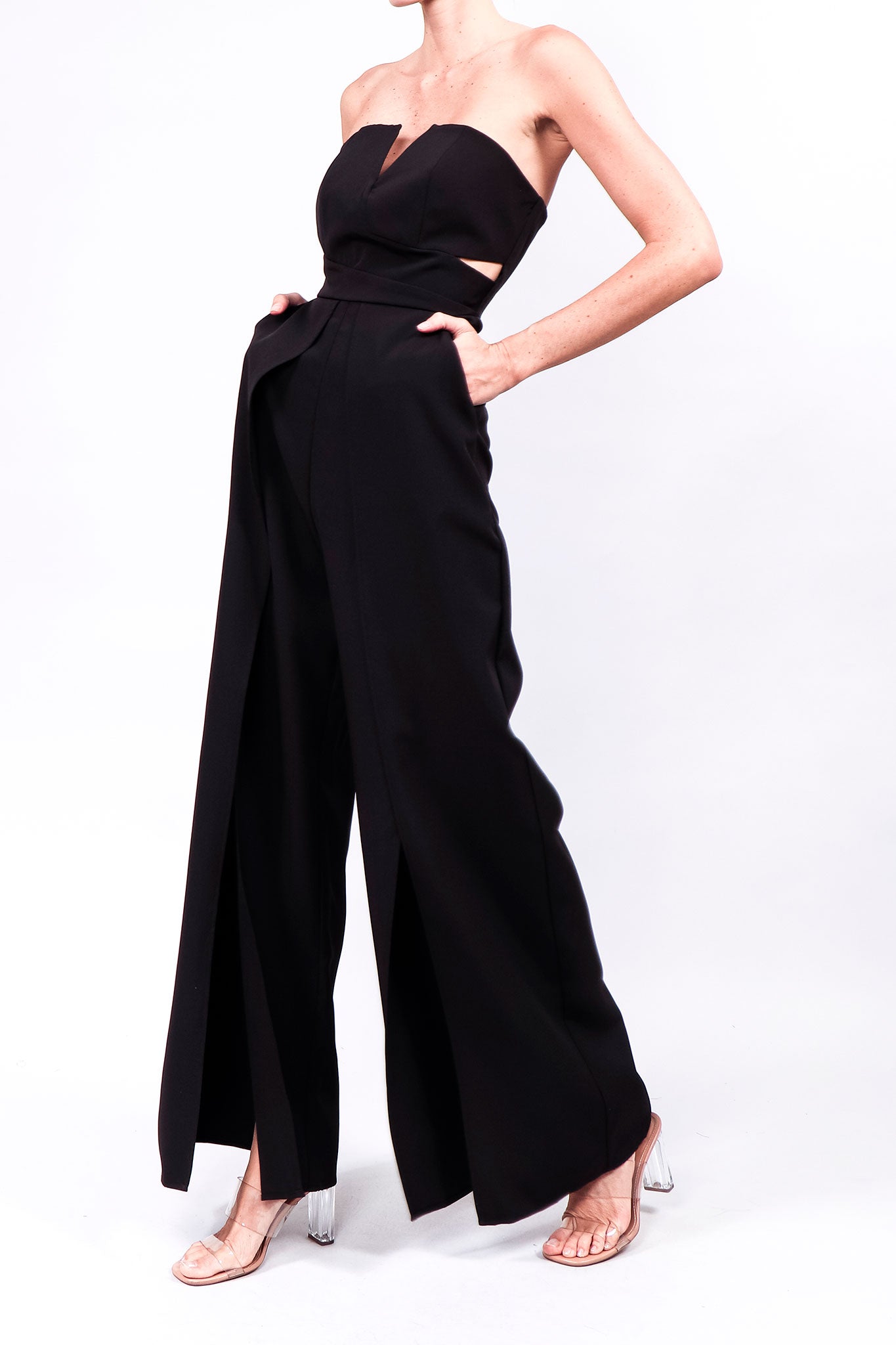 Jumpsuit strapless cropped negro