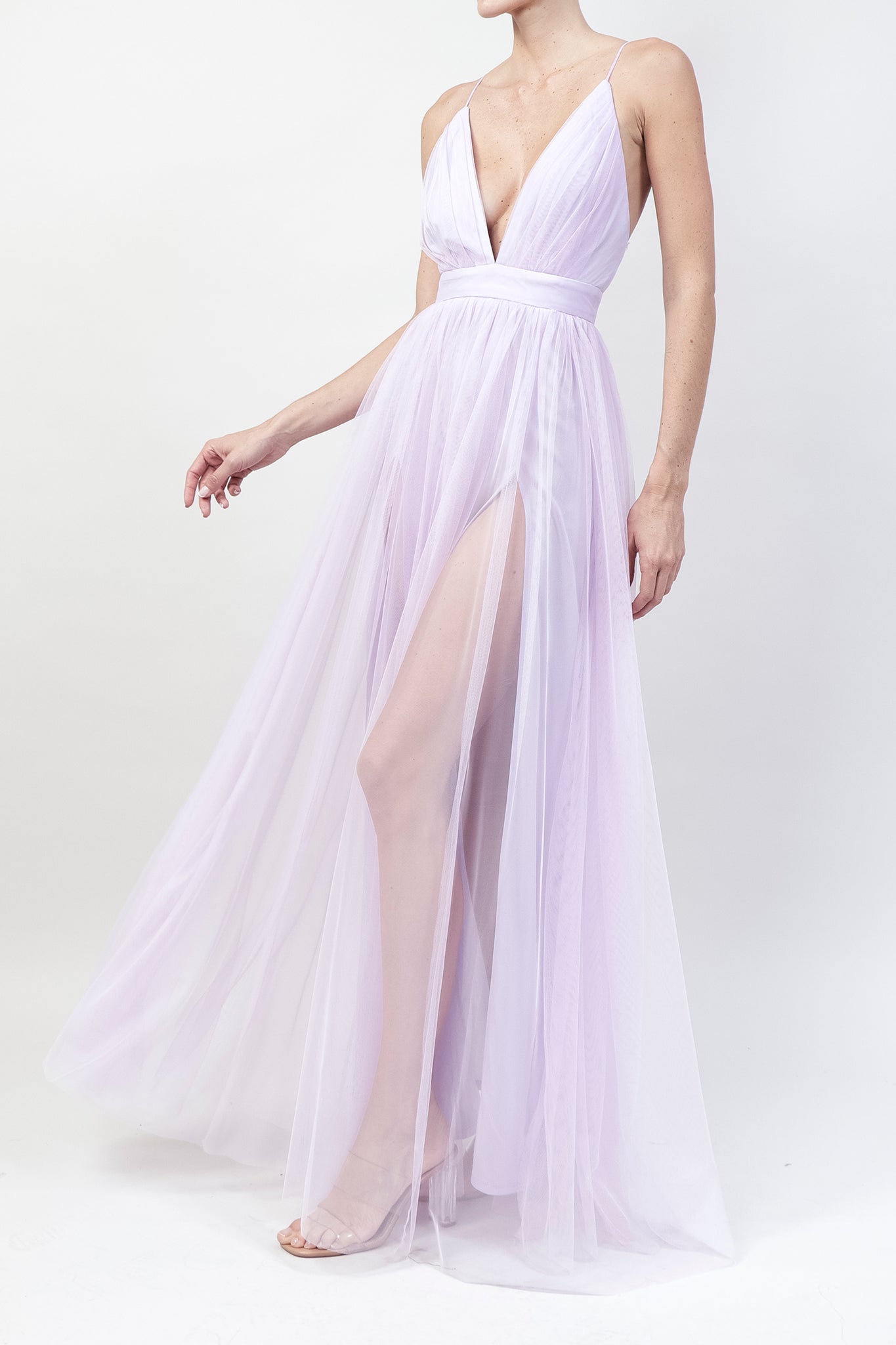 Vestido maxi tirantes mesh