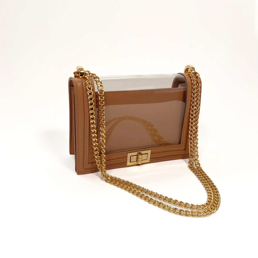 Bolsa de hombro transparente cafe