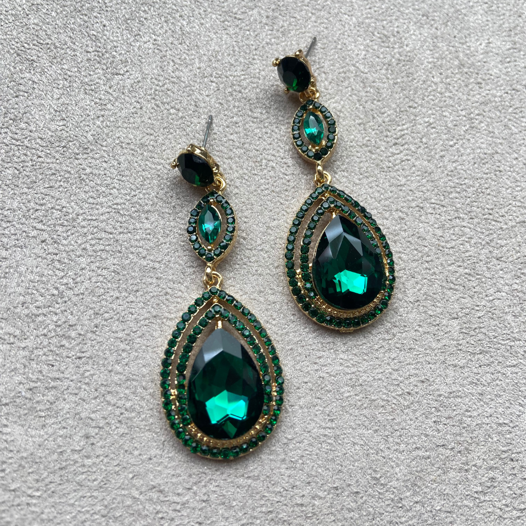 Arete gota relieve esmeralda