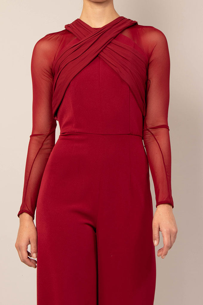 Jumpsuit efecto cruzado vino
