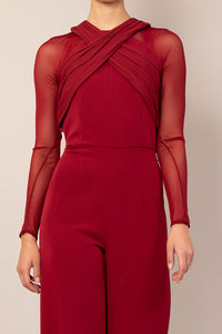 Jumpsuit efecto cruzado vino
