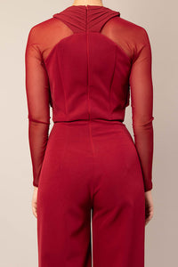 Jumpsuit efecto cruzado vino