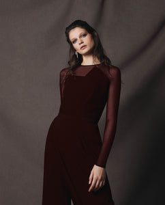 Jumpsuit efecto strapless vino