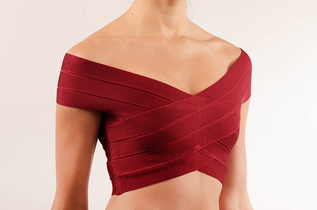 Crop top bandage cruzado vino