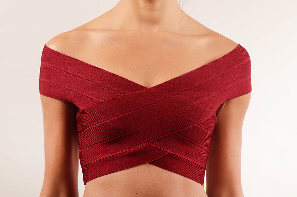 Crop top bandage cruzado vino