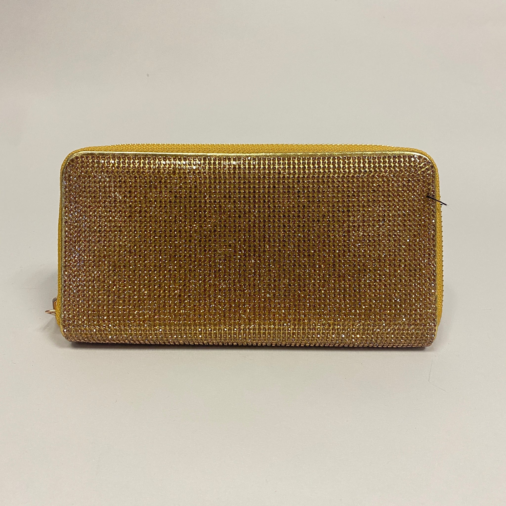 Cartera brillos dorada