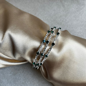 Brazalete dorado c/brillos verde