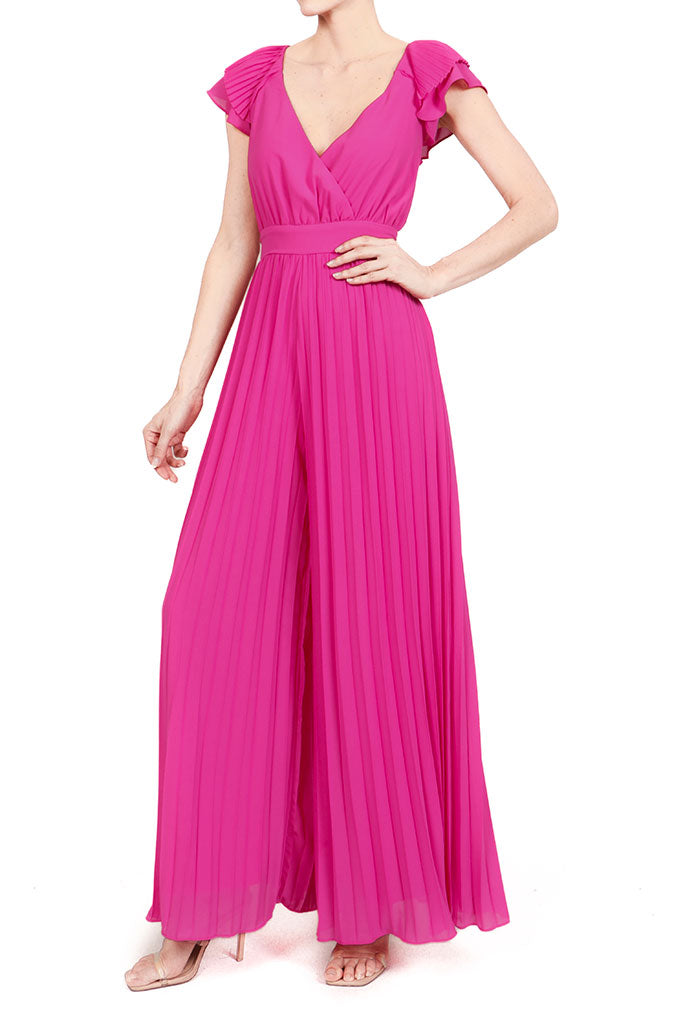 Jumpsuit v manga ruffle magenta